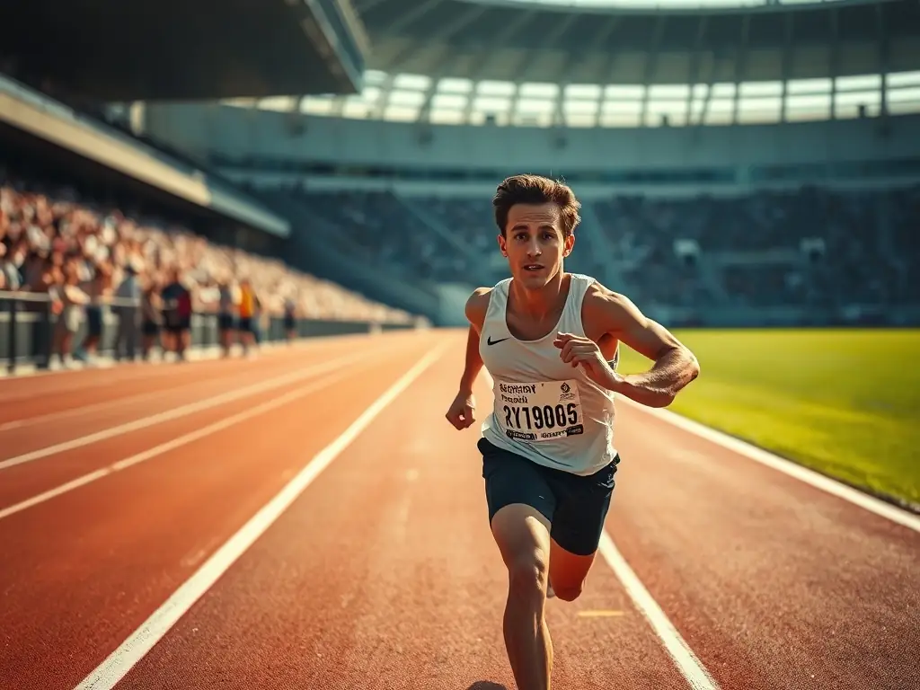 An action shot of students competing in a track and field event, demonstrating individual skill and determination.